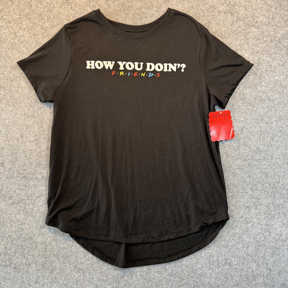 Friends How You Doin? Graphic T-Shirt XXXL Black High-Low Rayon Blend
